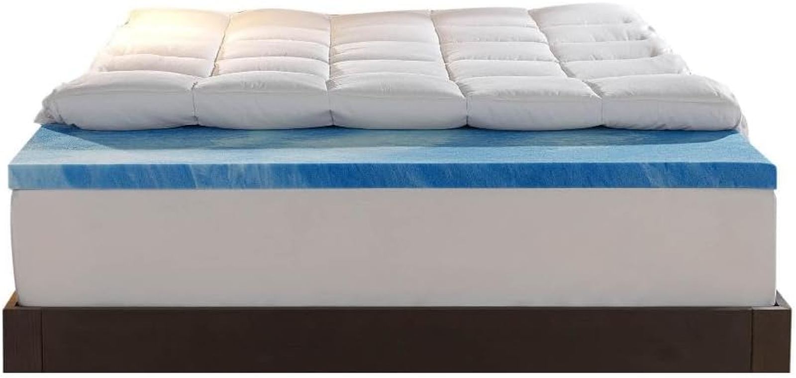 Dual Layer 4 Inch Memory Foam Mattress Topper, Queen Size, Medium Support, 2 Inc