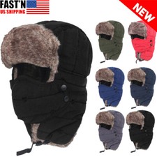 Winter Hat with Ear Flaps Russian Ushanka Aviator Hat Face Mask for Men Women