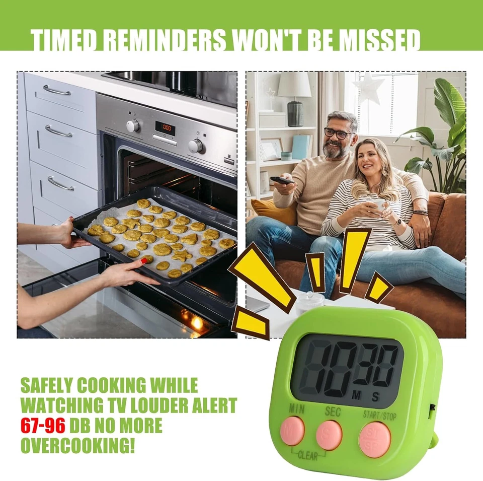 Large LCD Digital Kitchen Cooking Timer Count Down Up Clock Loud Alarm Magnetic - Image 4 of 4