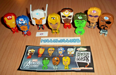 MARVEL AVENGERS ASSEMBLE COMPLETE SET OF WITH PAPERS KINDER JOY