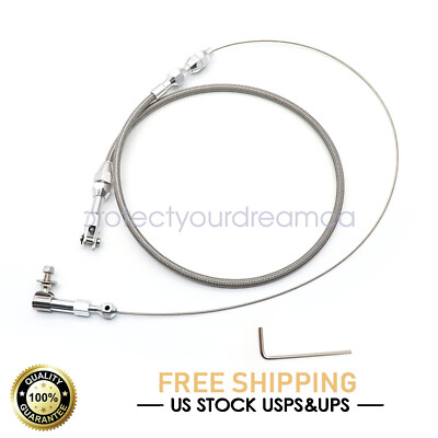 24'' THROTTLE CABLE BRAIDED STAINLESS STEEL UNIVERSAL ACCELERATOR FOR FORD, CHEVY