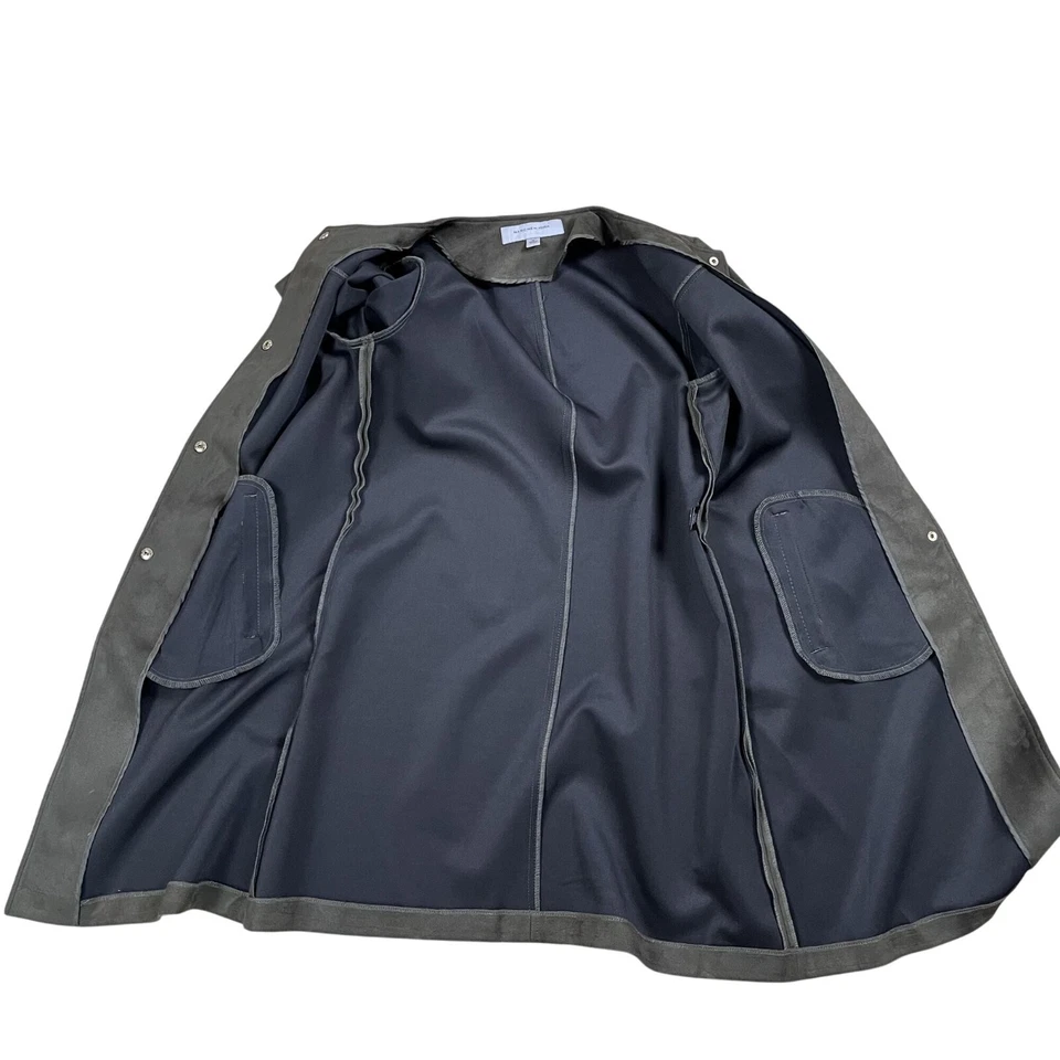 Casaco longo Andrew Marc New York verde floresta camurça botão de pressão tamanho médio - Imagem 3 de 4