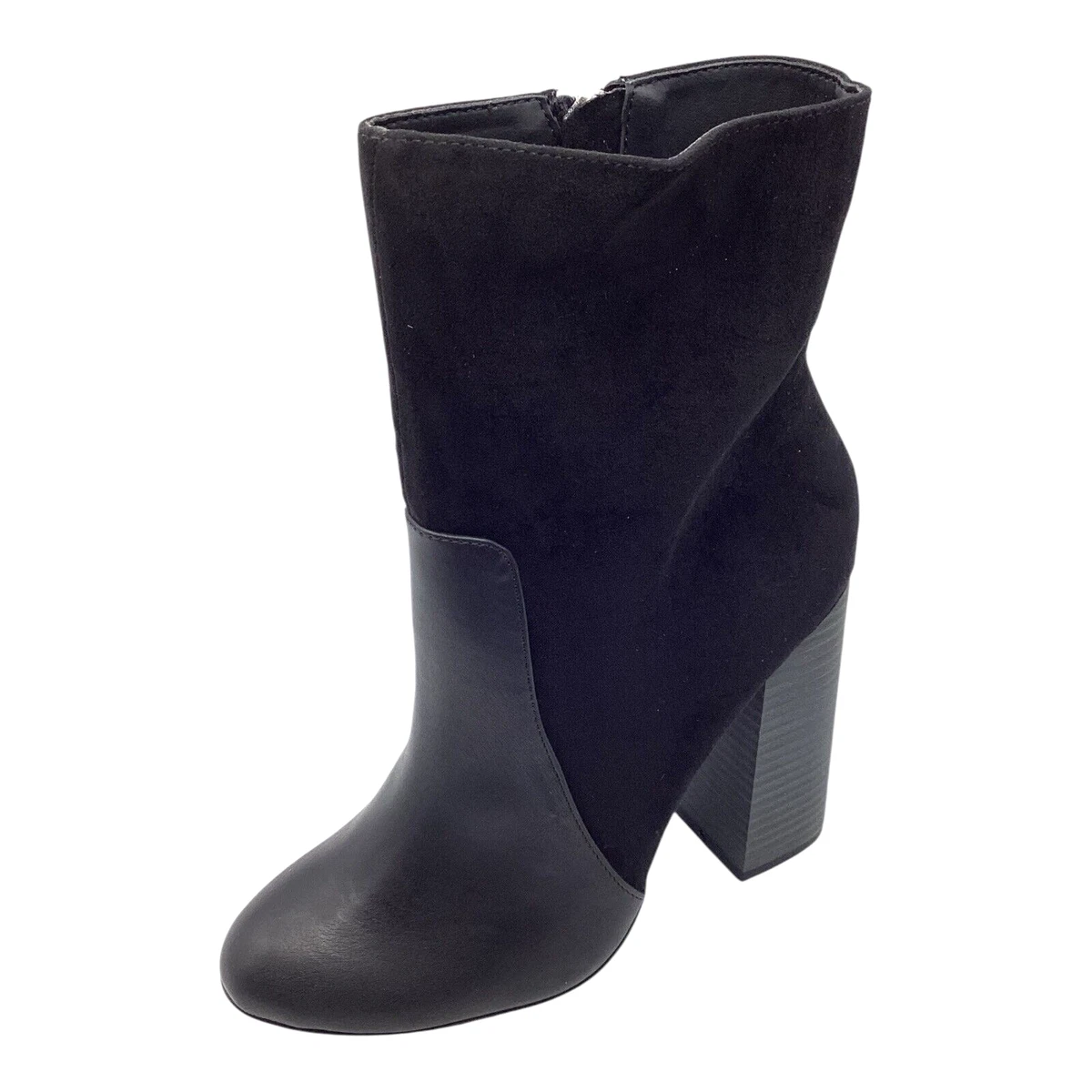 Anne Michelle Mujer Botines UK 4 Negro Imitación Gamuza Tacón Bloque Invierno