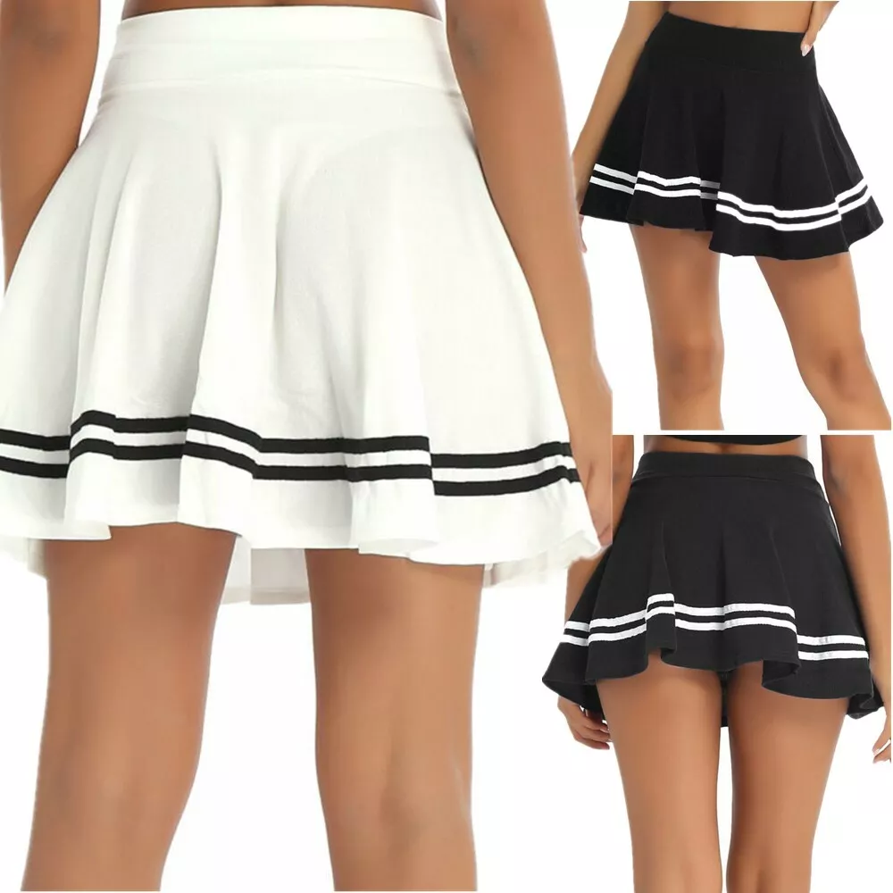 Women's High Waist Flared Skirt School Girls Uniforms A-line Pleated Mini Skirts