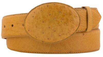 Western Cowboy Leather Belt Real Ostrich Skin Mango Rodeo Buckle Cinto