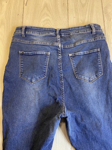 Fashion Nova Women's Jeans Size 1X Distressed Blue Denim Stretch 34/31 - Picture 7 of 8