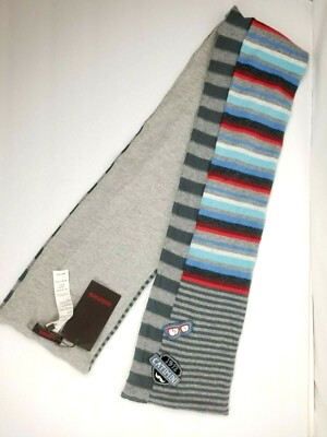 CATIMINI  Boys Gray w Blue Stripe Cotton Blend Scarf Size T 1 - 46'' L x 6'' W