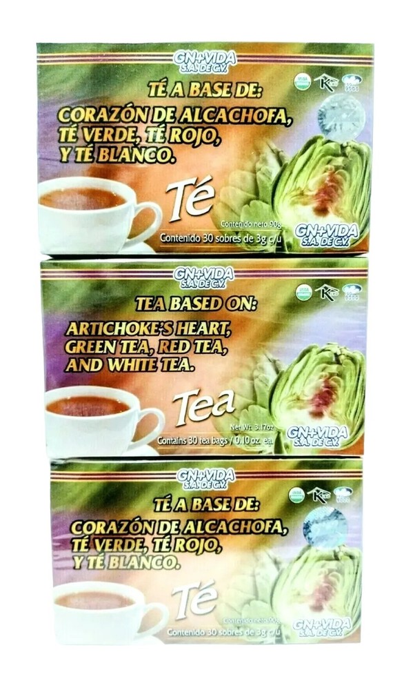 3x TE DE ALCACHOFA  GREEN TEA WEIGHT LOSS UNISEX GN+VIDA