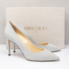 Jimmy Choo Romy 85, Size 40 EU 10 US Silver Glitter Heels