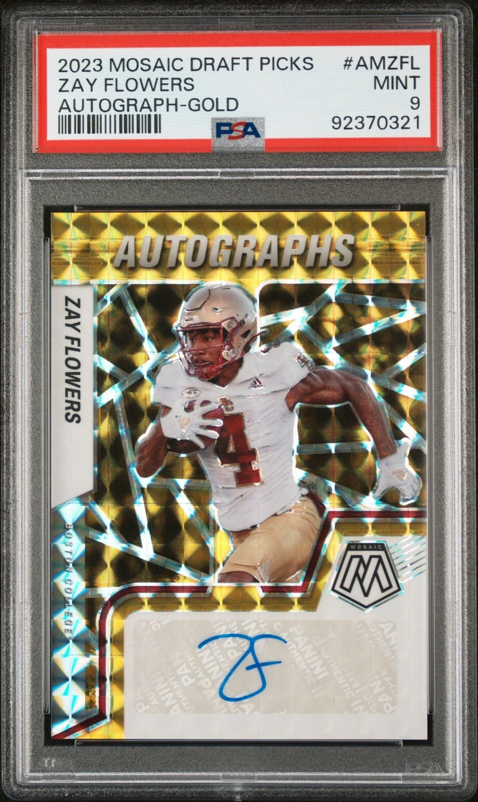 Zay Flowers Panini Mosaic Draft Picks Autographs #AMZFL Gold