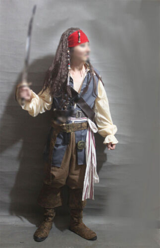 Jack Sparrow Costume Pirates of the Caribbean Outfits Halloween Cosplay Suit - Picture 3 of 5