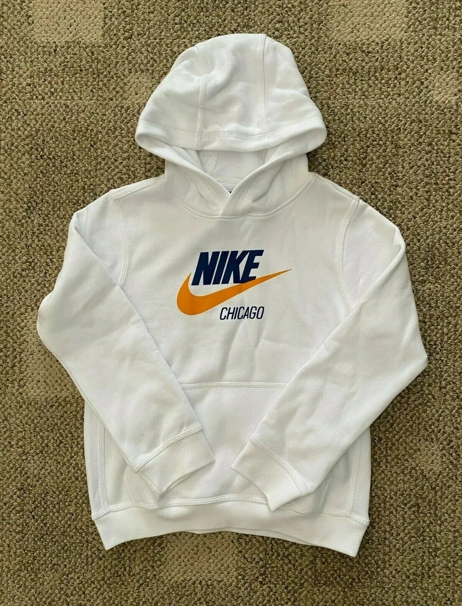 Youth Chicago Size Girls CW2334 White Med eBay Boys | Nike Sweatshirt Kids Hoodie 9-10