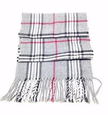 65 John Ashford Unisex Men'S Gray Black Red Plaid Warm Winter Acrylic Scarf