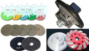 GRANITE MARBLE COUNTERTOP 3/4" DEMI bULLNOSE DIAMOND PAD WET POLISHER COMBO KIT