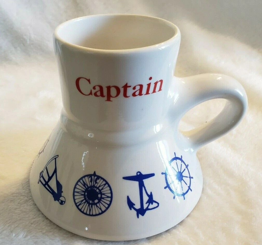 Vintage Captain Nautical Marine Coffee Mug Cup Non Spill Non Tip Drip 1984  USN