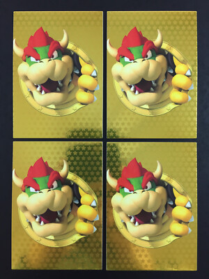 Super Mario Golden Card Bowser #156 Panini / 4 Gold Trading Cards