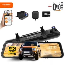 WOLFBOX G900PRO Mirror Dash Cam 5G WIFI GPS IMX678 with Voice Control 128GB Card