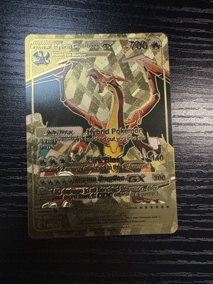 Hybrid Charizard GX Full Art Gold Foil Fan Art Display Card HP 700