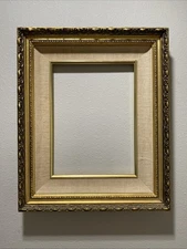 Vintage Gold Gilt Wood Ornate Baroque Picture Frame Linen Liner Open Back 9x12”