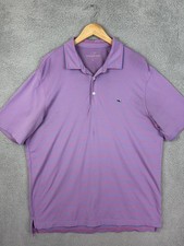 Vineyard Vines Polo Shirt Mens Large Purple Blue Pink Striped Whale Logo Golf