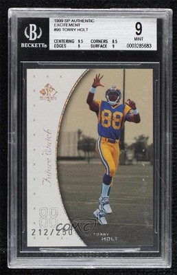 1999 SP Authentic Future Watch Excitement Torry Holt BGS 9 MINT Rookie RC 08gd