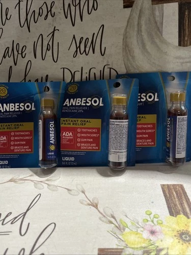 Anbesol Instant Oral Pain Relief Benzocaine 20% Liquid 0.41 Fl Oz (3Pck) BB 5/27 - product listing photo