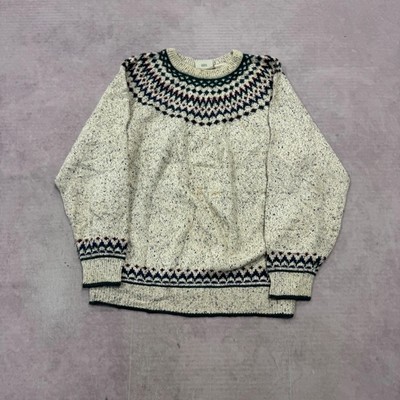 Vintage Strickpullover abstrakt gesprenkelt gemustert Strickpullover Damen XL