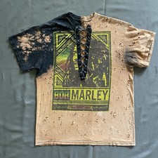 2010s Bob Marley T Shirt Mens Large Bleach Acid Wash Dye Reggae Rasta Grunge