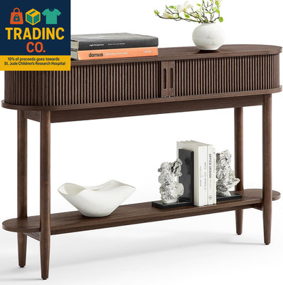 Fluted Console Table with Storage, Entryway Table Wood Entrance Tables for Front