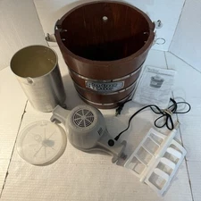 Ice Cream Maker 4-Qt Wooden Barrel Bucket Machine Instructions TESTED WORKS EUC