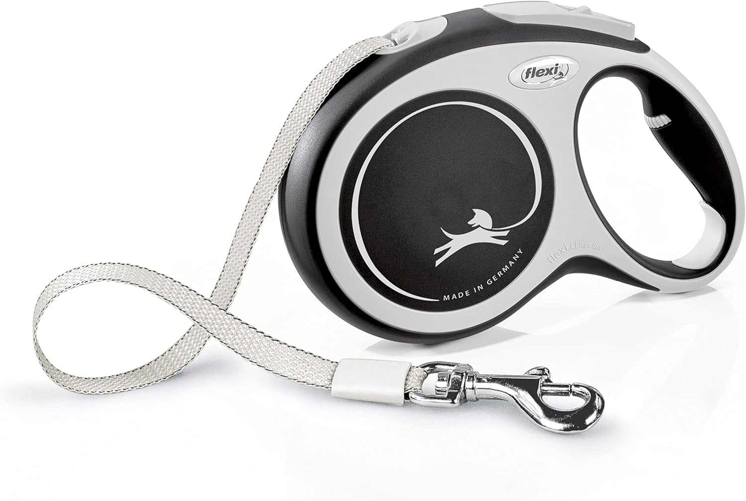 Flexi Comfort L Tape 8 M Black, Retractable Leash for Dogs up to 50 Kg