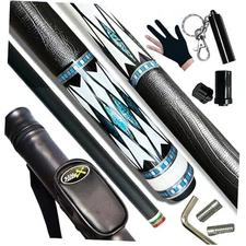  Pool cue Stick + Hard Case, Multi-Weight 12.5MM TIP CUE KIT WITH MAPLE SHAFT