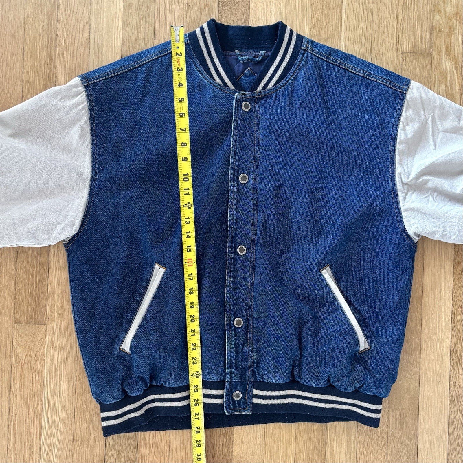 Vintage Basic Editions Jacket Denim Varsity Quilt… - image 6