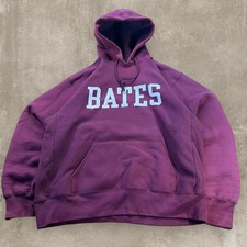 90s Bates College Spellout Hoodie Purple XL Faded USA Made