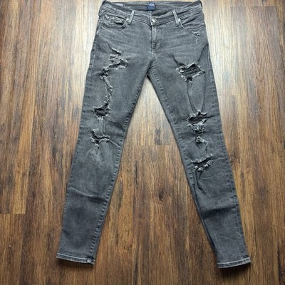 TRUE RELIGION LOW RISE SUPER SKINNY CASEY JEANS BLACK DISTRESSED Size 29