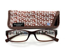Madison Avenue 1.75 Adult Reading Glasses With Blue Blocker, Case Patterned NEW