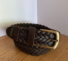 The Childrens Place Dk Brown Braided Genuine Leather Belt Youth Adj Up to 22 "