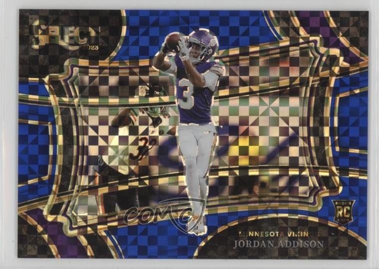 2023 Panini Select Field Level Blue Prizm 18/49 Jordan Addison Rookie RC 18kr