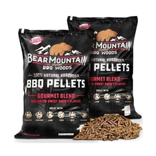 Bear Mountain 2-Pack Wood Pellets for Smoker, Grill & BBQ, 20 Lbs, Gourmet Bl...