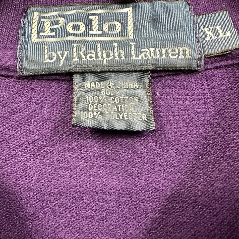 Vintage 90s Polo Ralph Lauren Men XL Purple Embroidered All Over Pony Polo Shirt - Image 3 of 4