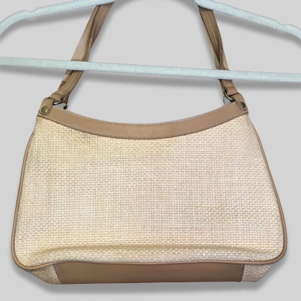 Bolso de Mano Etienne Aigner Cuero Tropicana Paja Bordado Floral Beige/Tostado OS Foto 3 de 4