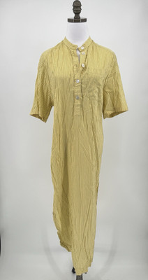 Erika Cavallini Yellow Striped Twist Henley Midi Shirt Dress Abito Donna