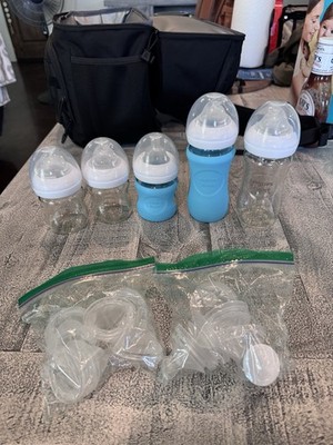 (5) Philips Wide Neck Avent Glass Bottles With Nipples