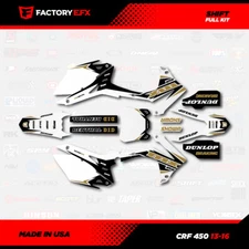 White & Gold Shift Racing Graphics kit fits Honda Crf450 13-16 Crf 450 Decal