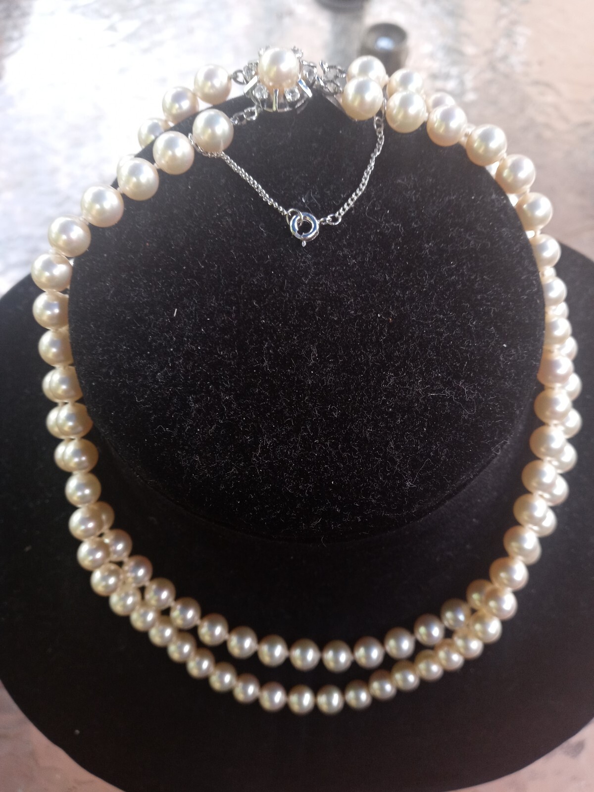 1960s MAJORICA DOUBLE STRAND PEARLS Necklace Box & Ta… Gem