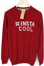 HARMONT BLAINE Men Sweatshirt M Red Wool Blend Long Sleeve Pull On I