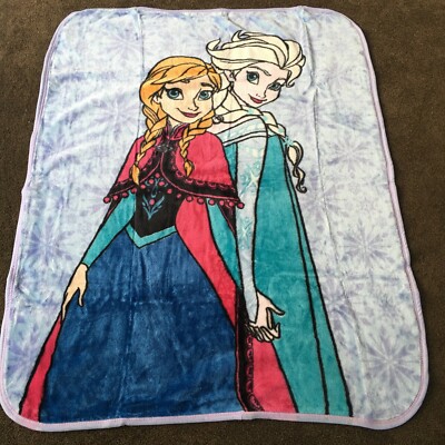 Disney's Frozen Elsa and Anna Plush Baby Raschel Throw Blanket 43.5'' x 55'' 