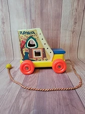  Vintage Fisher Price/ Playskool Wooden Pull Toy Old Woman Who Lived in a Shoe