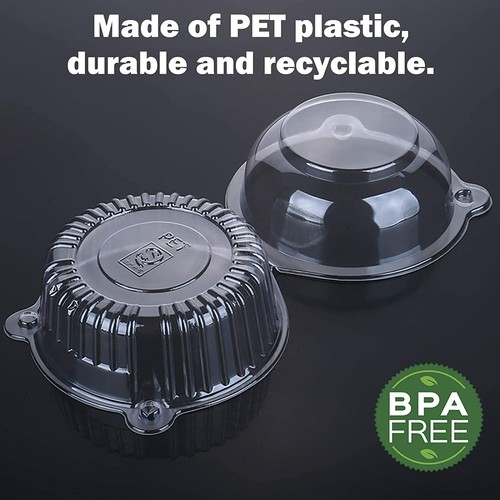 200pcs Clear Plastic Disposable Cupcake Case Muffin Dome Holder Box Container D - Picture 4 of 12