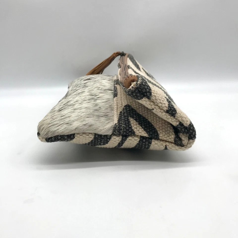 Bhrayna Zebra Design Fold Over Cotton & Leather Clutch - Image 3 of 4